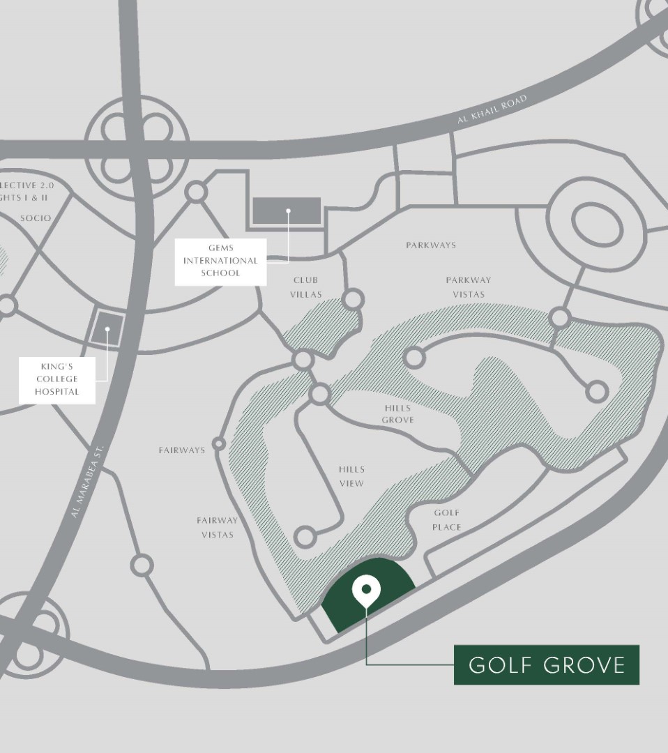 Golf Grove Offplan Villas for Sale Dubai Hills Estate Location