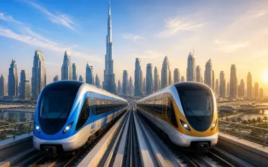 Dubai Metro Blue and Gold Lines