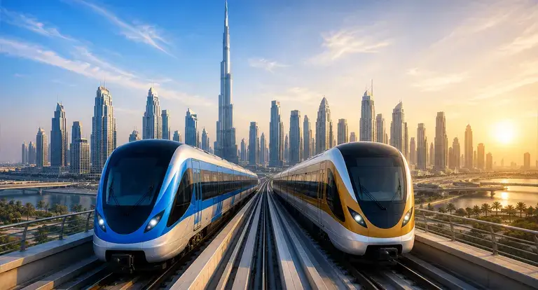Dubai Metro Blue and Gold Lines